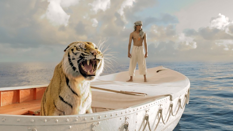 Pi and Richard Parker on boat