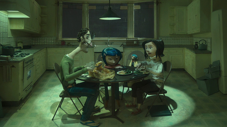 Coraline eating dinner with parents