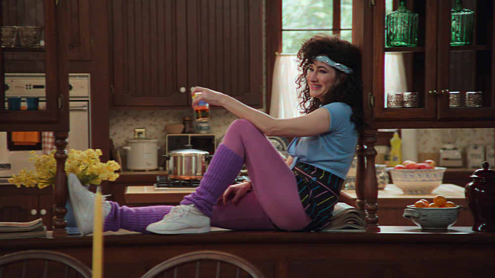 Kathryn Hahn in reclines in Wanda's kitchen