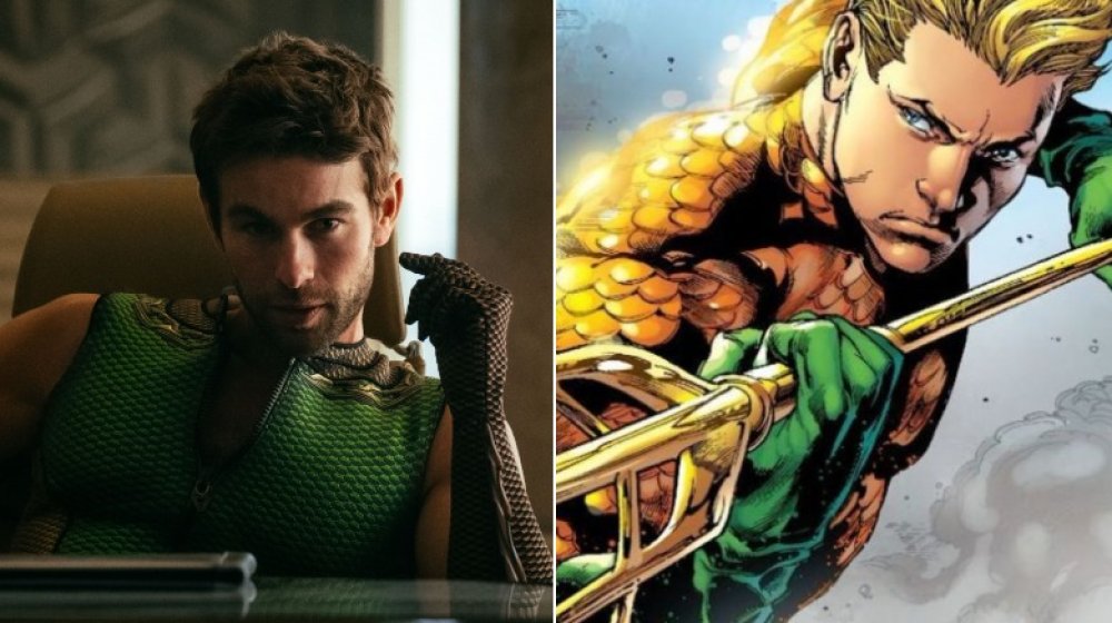 Chace Crawford as the Deep in The Boys and art of Aquaman by Ivan Reis