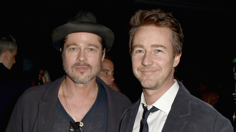 Brad Pitt and Edward Norton in 2015