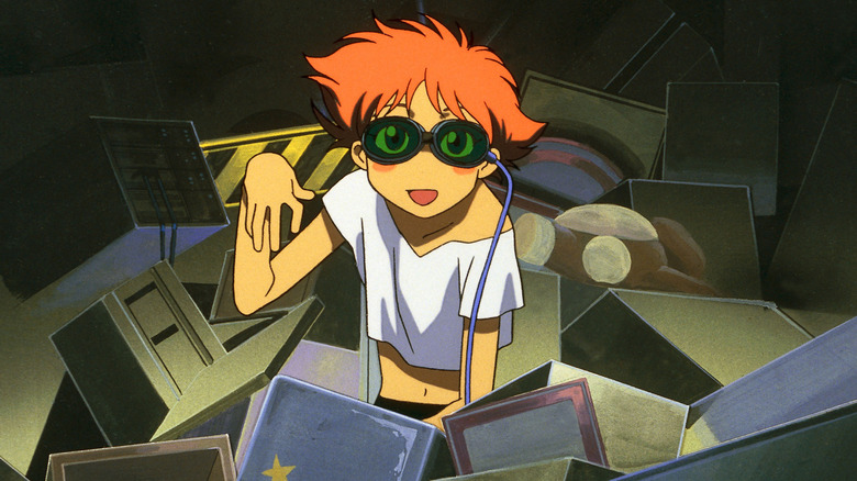 Edward wearing goggles in Cowboy Bebop