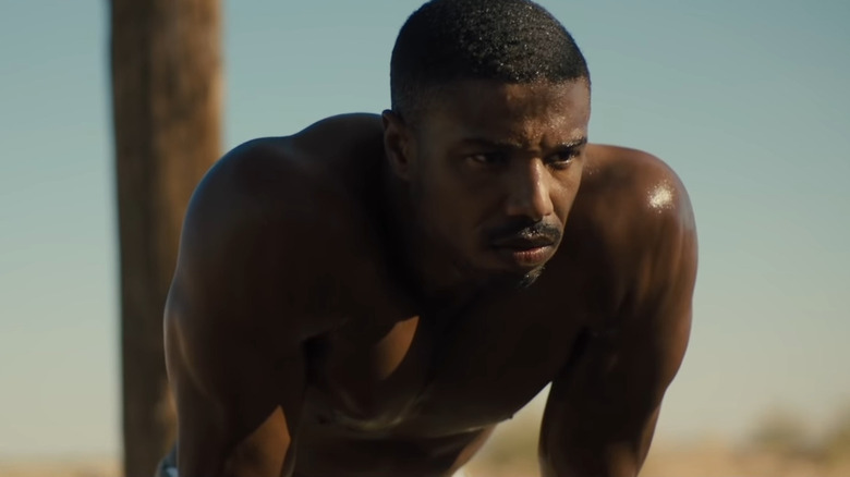 Michael B. Jordan frowning in Creed 2