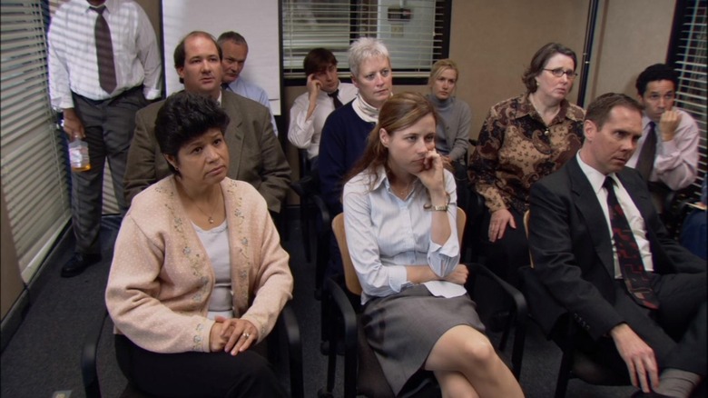 cast of The Office pilot sits