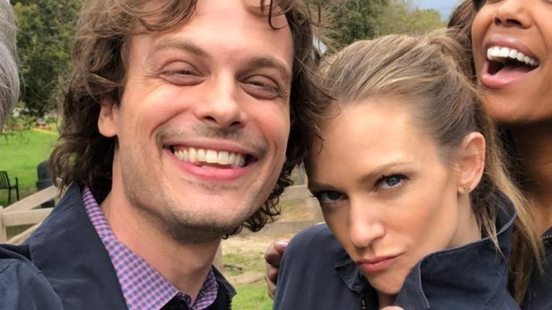 Matthew Gray Gubler and A.J. Cook smiling