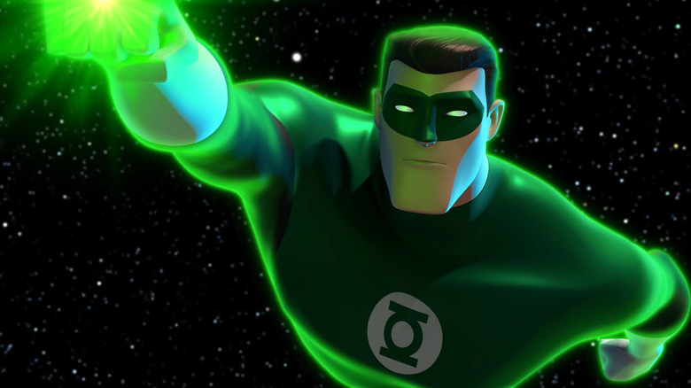 Green Lantern flying while ring glows