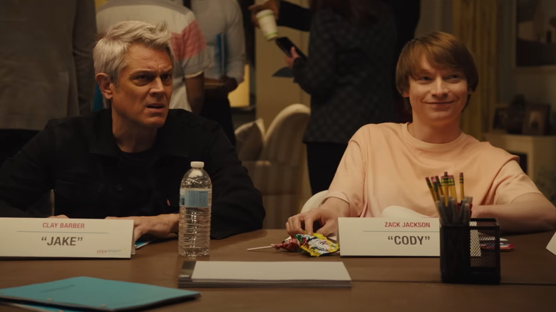 Johnny Knoxville and Calum Worthy at table read