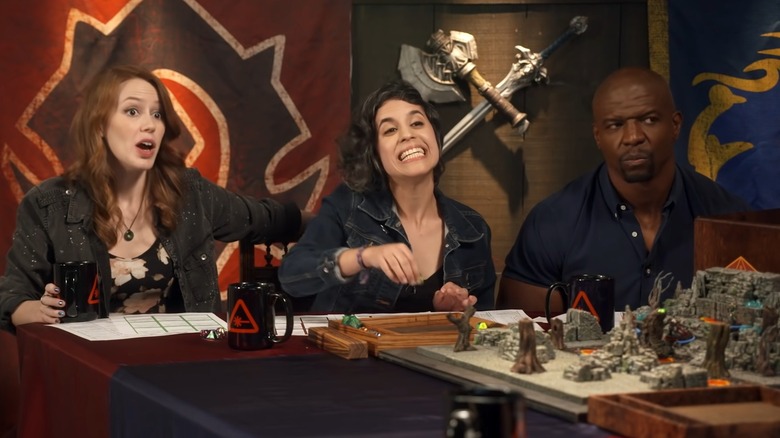 Marisha Ray, Terry Crews and Ashley Burch playing D&D