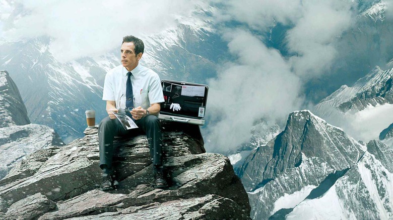 Walter sits on a mountain in "The Secret Life of Walter Mitty" (2013)