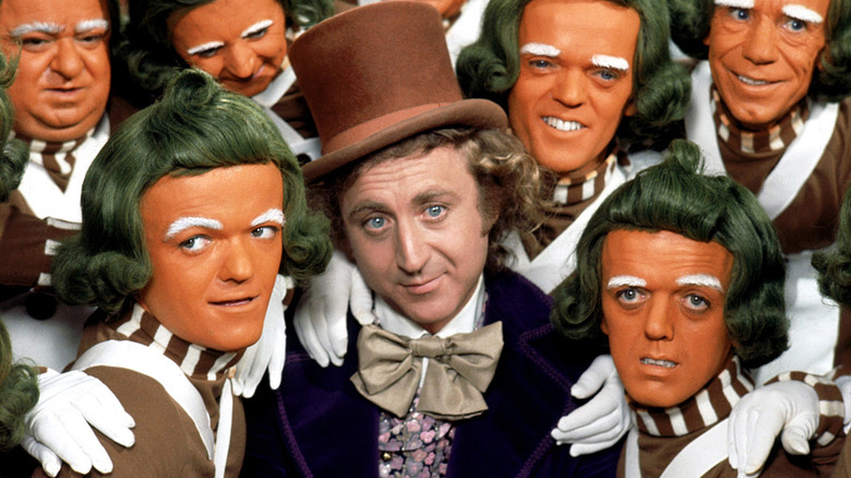 Willy Wonka with Oompa Loompas