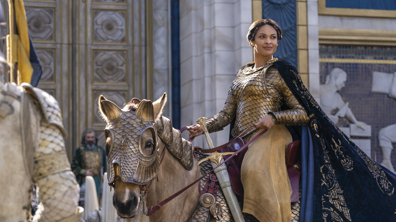 Míriel riding horse in Númenor