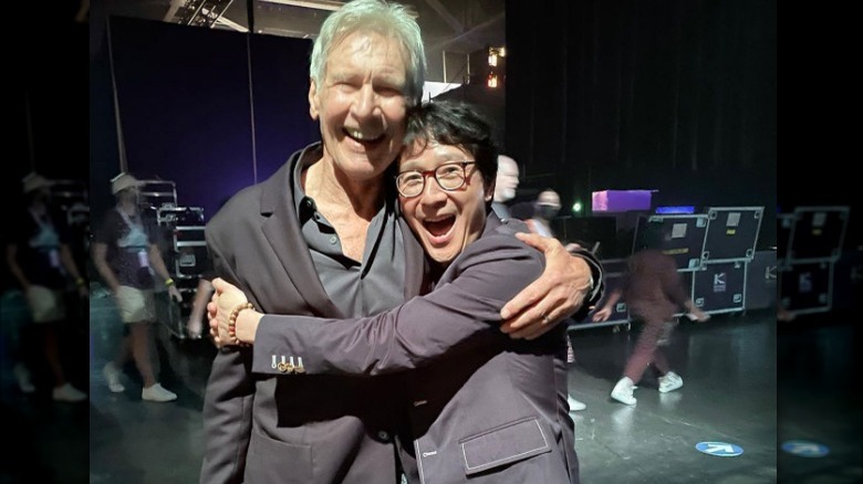 Ke Huy Quan hugging Harrison Ford