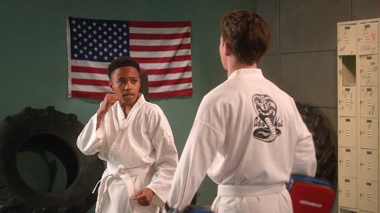 Dallas Dupree Young and Tanner Buchanan facing off in Cobra Kai