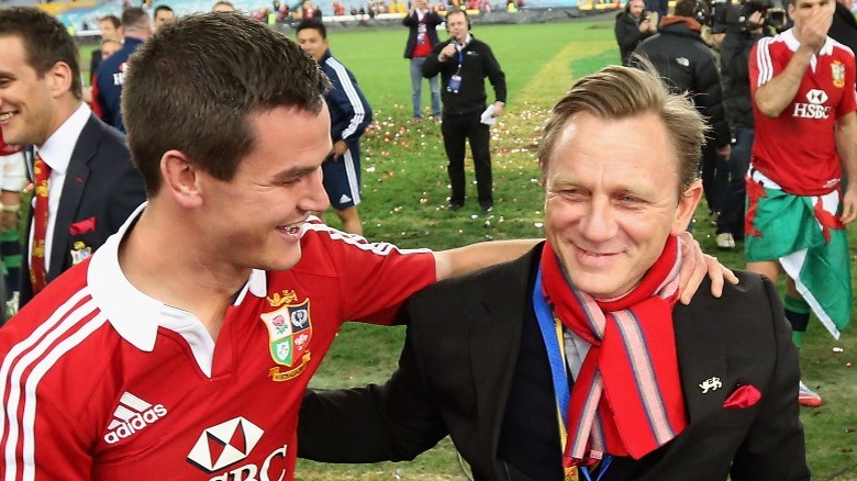 Daniel Craig celebrating with Johnny Sexton 