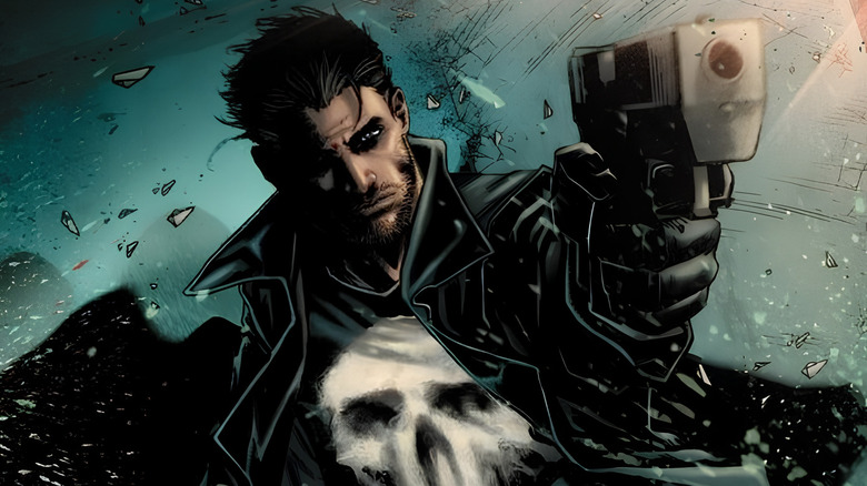 The Punisher brandishing a gun