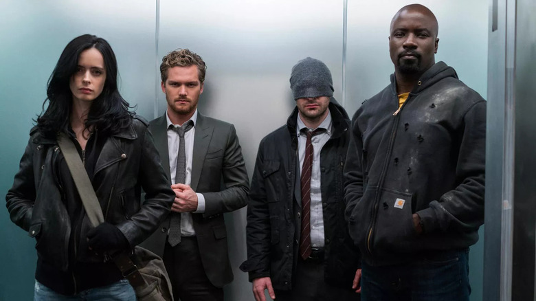 The Defenders unite in elevator