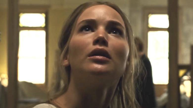 Jennifer Lawrence looking up