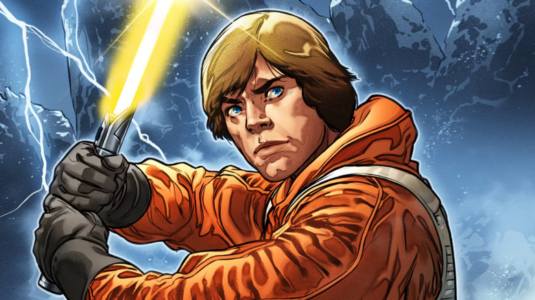 Luke Skywalker with yellow lightsaber