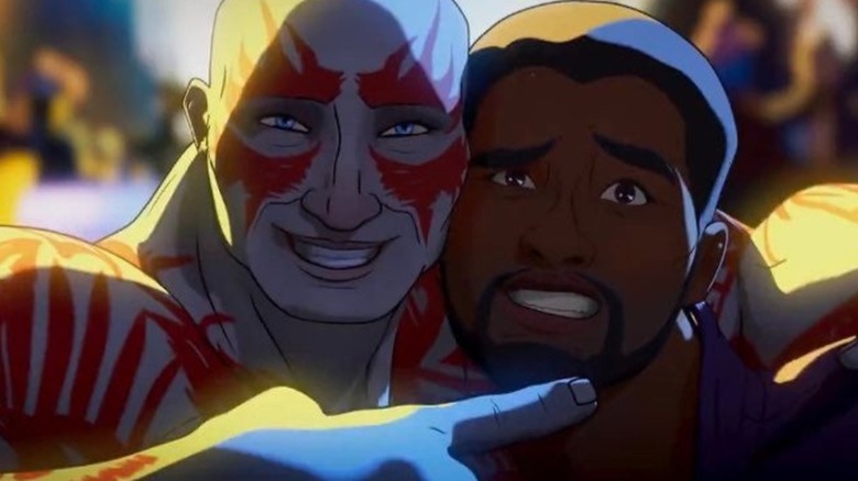 Drax smiling with T'Challa