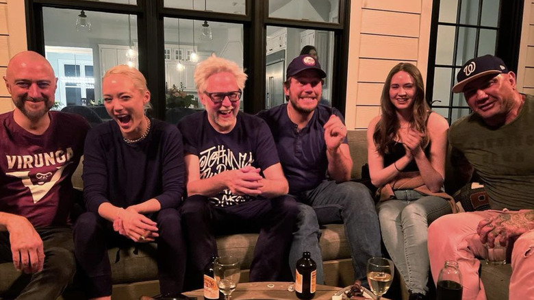 The cast of Guardians of the Galaxy Vol. 3 sitting together