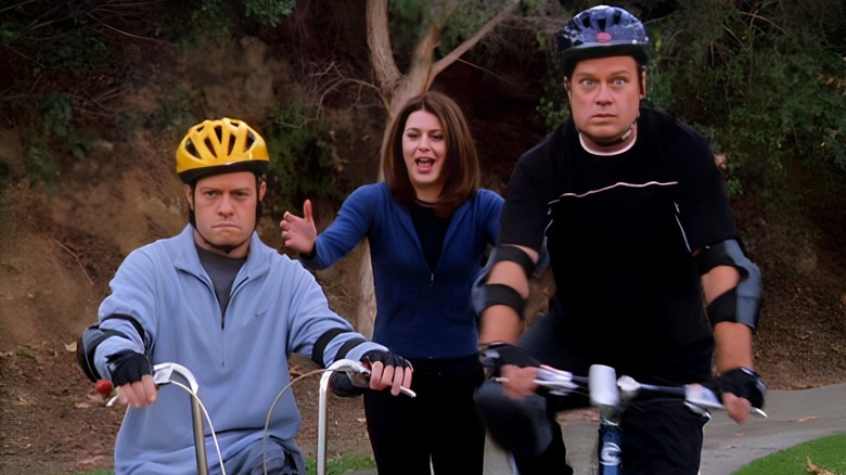 Niles and Frasier riding bikes