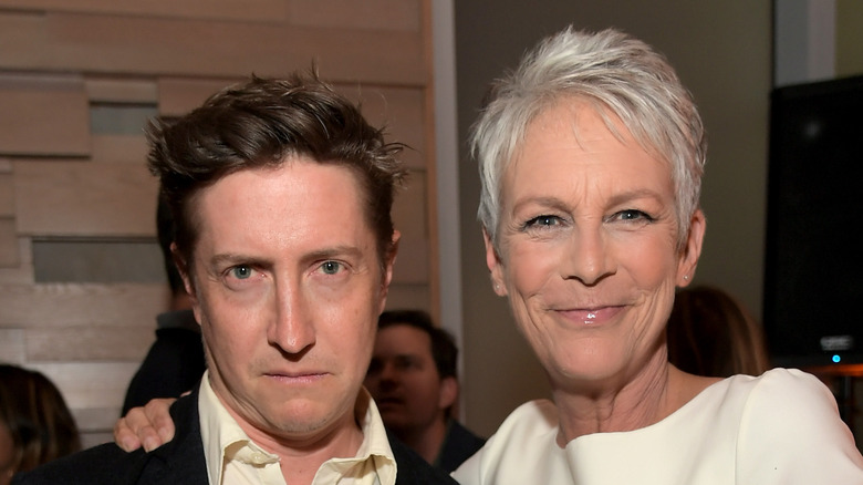 Jamie Lee Curtis and David Gordon Green posing together