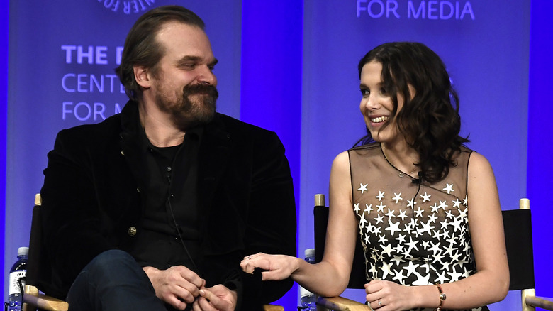 David Harbour and Millie Bobby Brown on panel