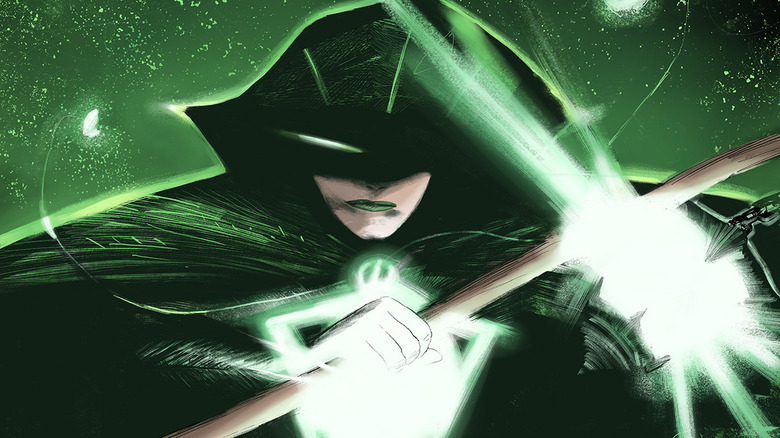 Green Lantern holds a staff