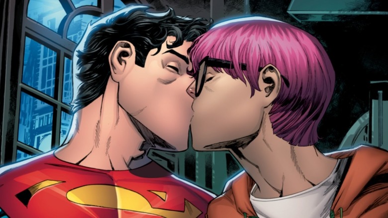 Superman kissing Jay Nakamura