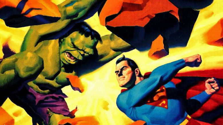 Superman fighting Hulk