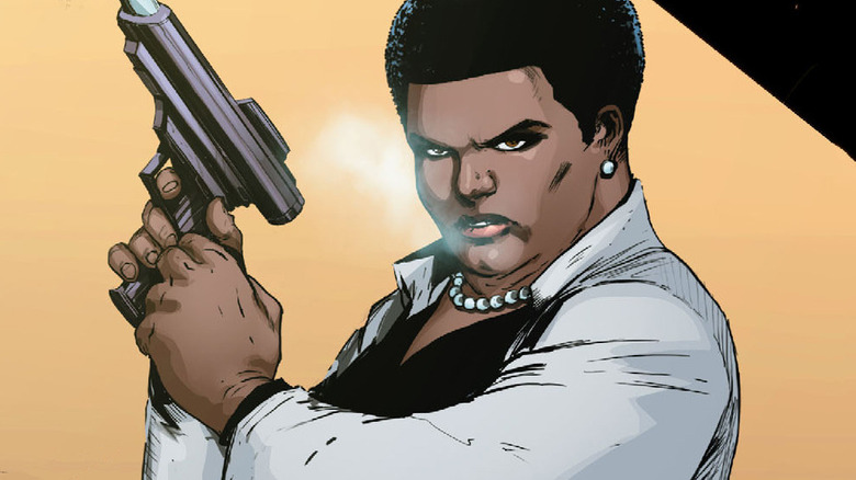 Amanda Waller with a gun