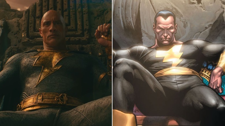 Black Adam sitting on throne