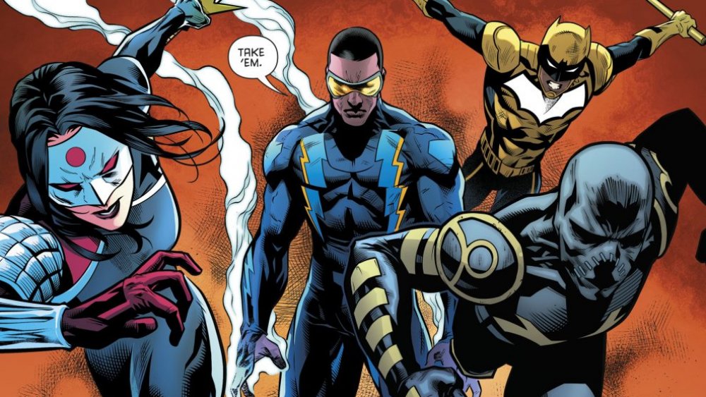 Black Lightning leads Katana, Signal, and Orphan of the Outsiders