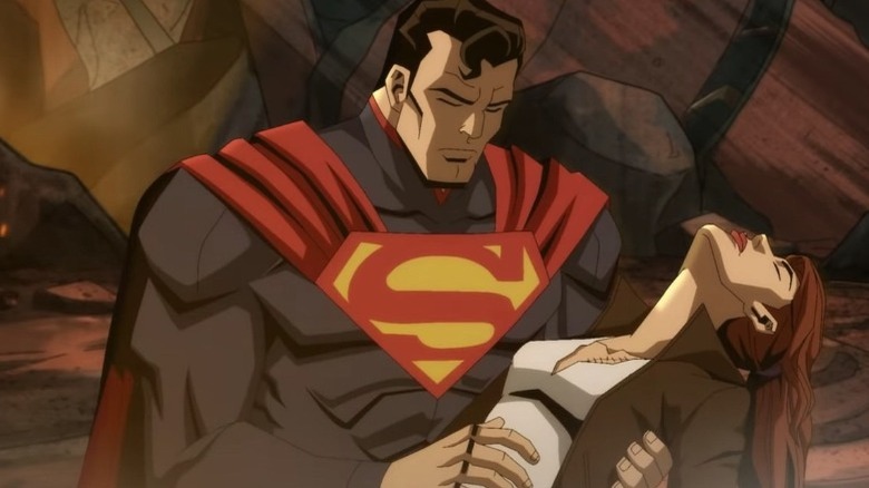 Superman holding Lois