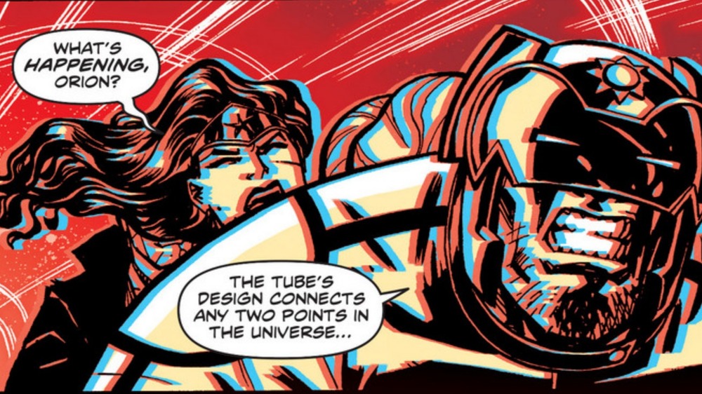 Orion and Wonder Woman using a Boom Tube