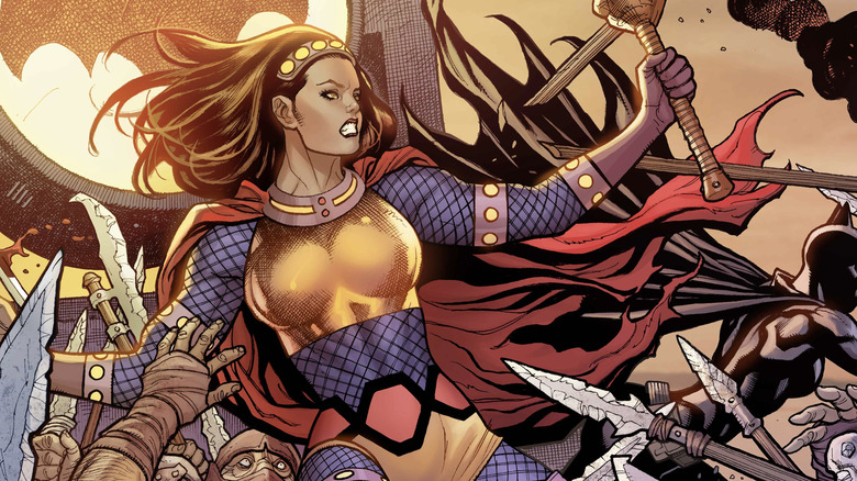 Barda fighting off a group of monsters