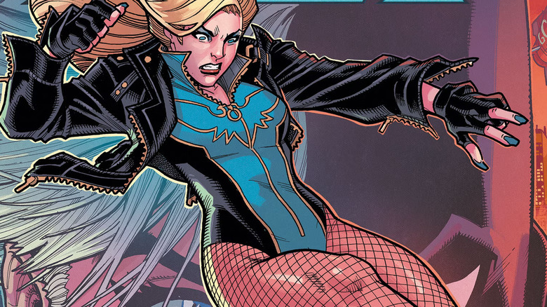 Black Canary landing a kick