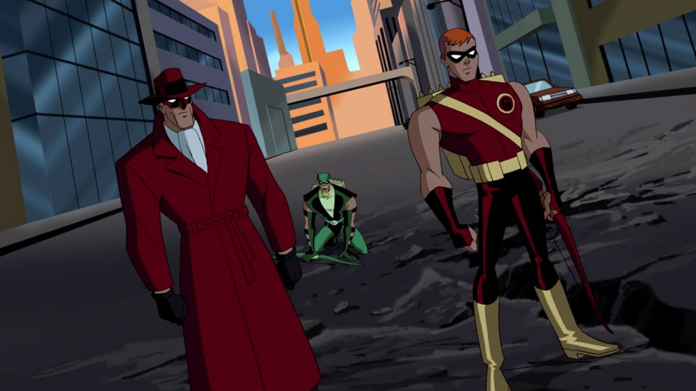 Green Arrow, the Crimson Avenger, and Speedy in Justice League Unlimited