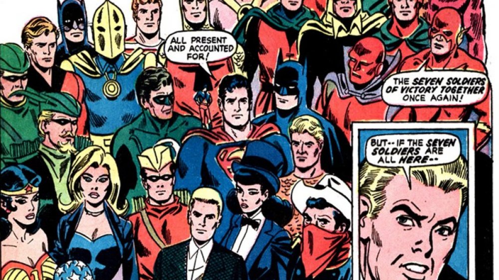 The Seven Soldiers with the Justice League and the JSA