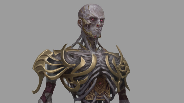 Vecna wears gold armor