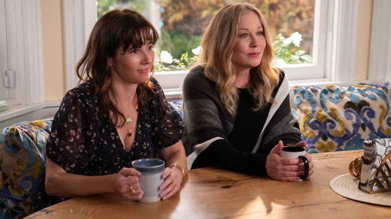 Judy and Jen sitting at the table