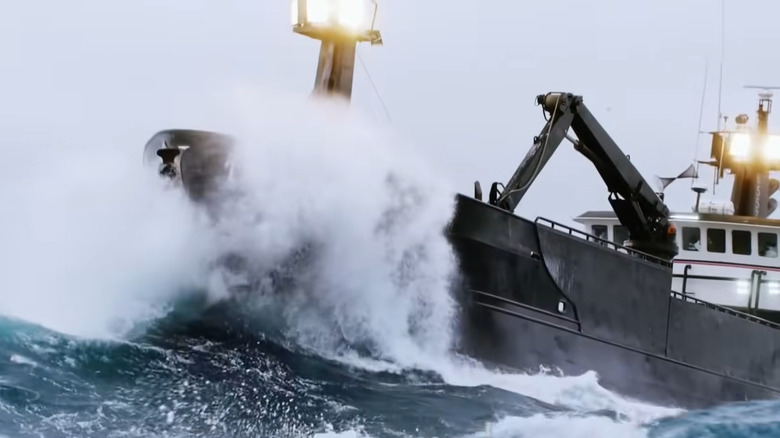 A boat sailing in rough water