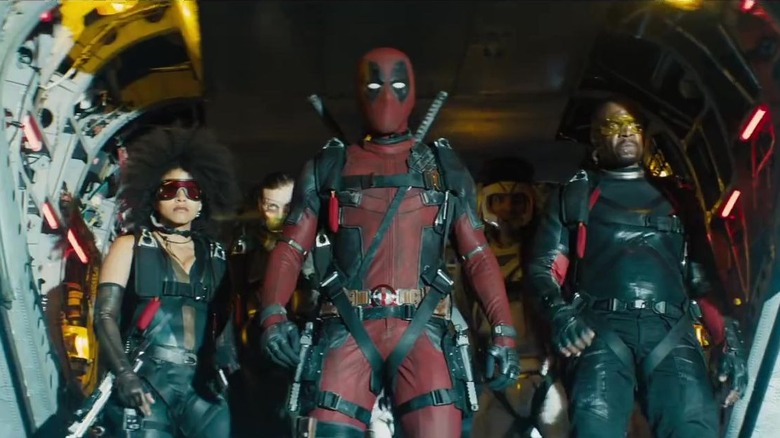 Domino, Deadpool, and Bedlam in a jet