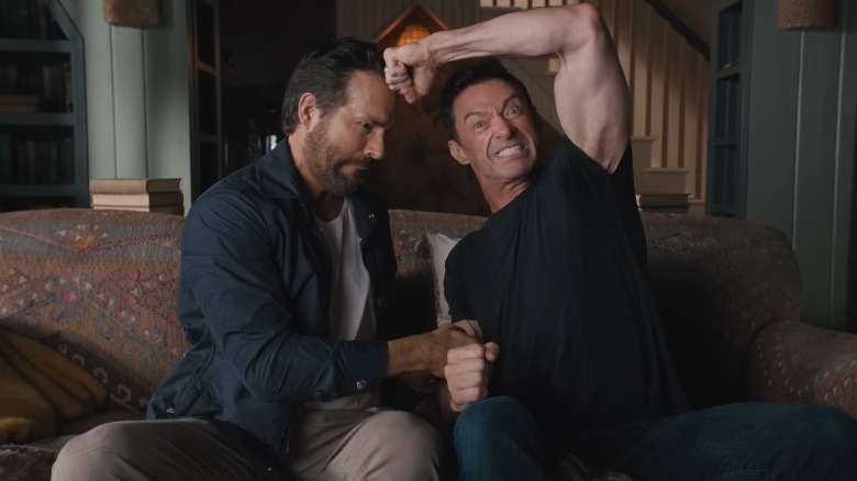 Ryan Reynolds and Hugh Jackman goofing