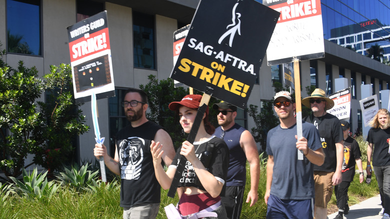 SAG-AFTRA members on strike