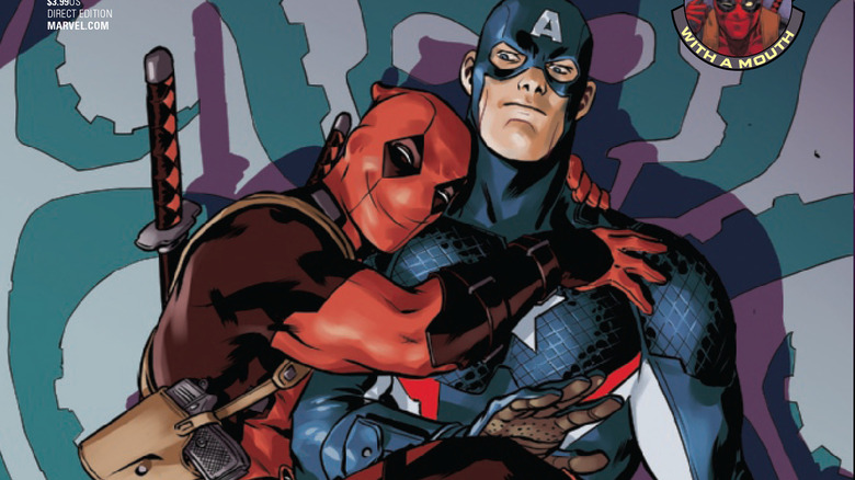 Deadpool hugging Cap