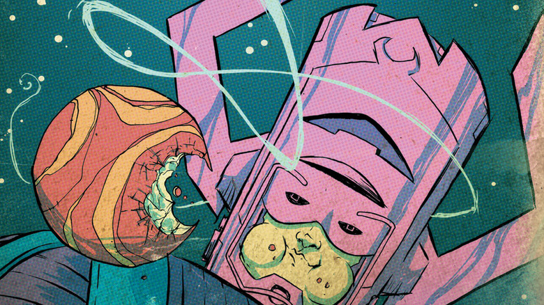 Galactus taking a bite out of a planet