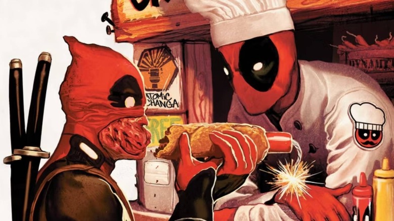 Deadpool feeding Deadpool