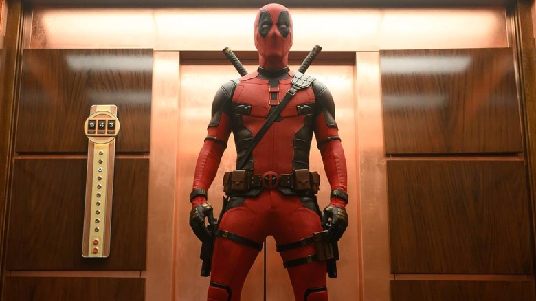 Deadpool in an elevator