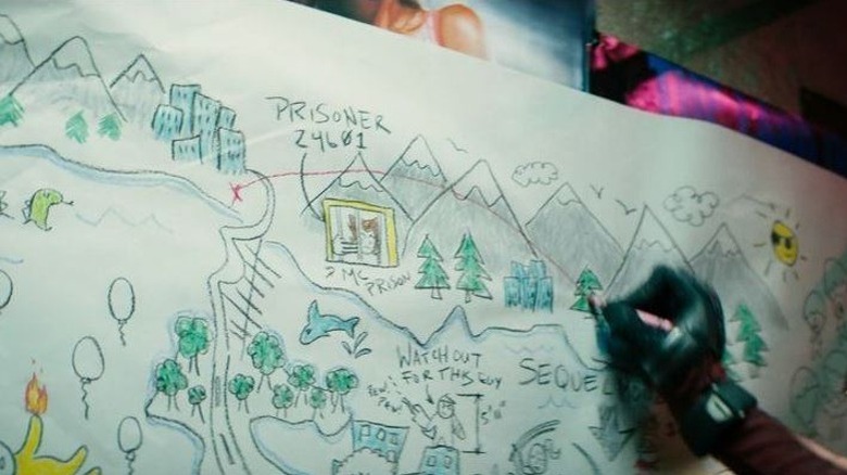 Deadpool drawing a map